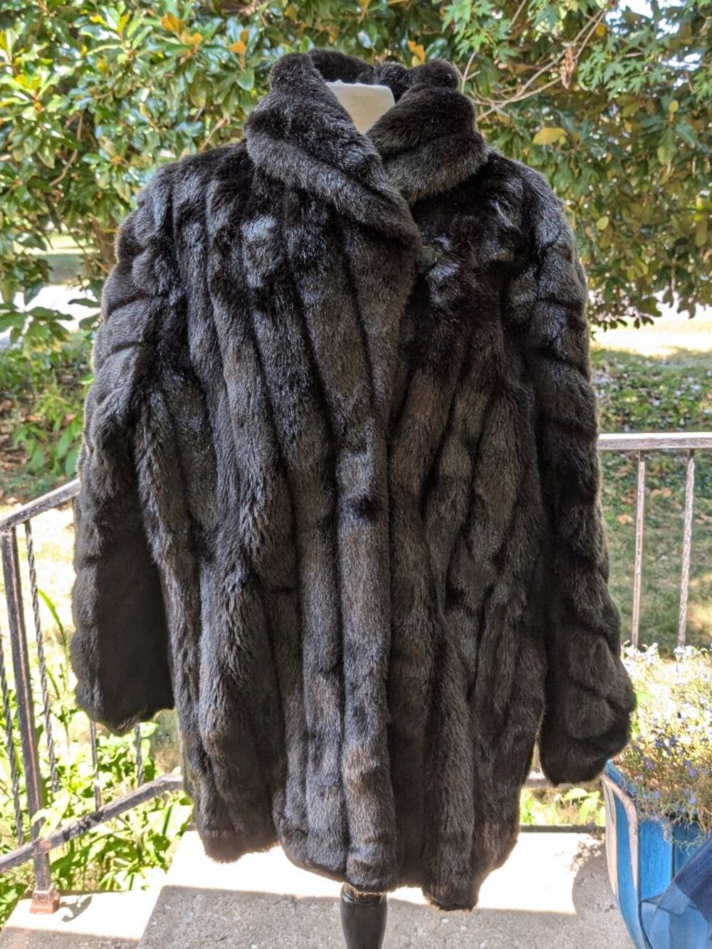 Brown Faux Fur Heavy Coat Vintage 1980s Mobwife Winter Size Large